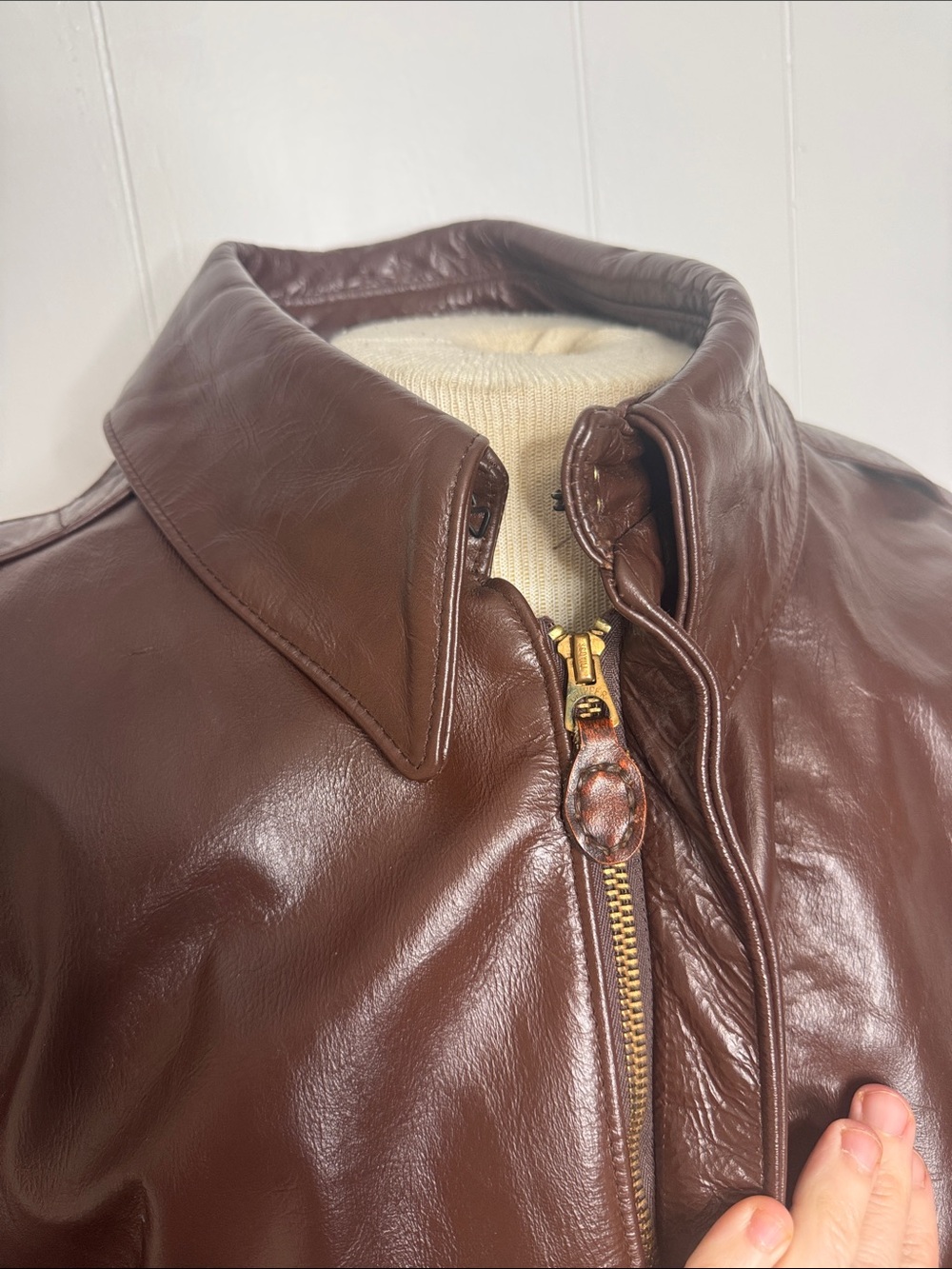 Flight apparel industries men’s vintage brown coat size 44 approx L - Picture 2 of 4